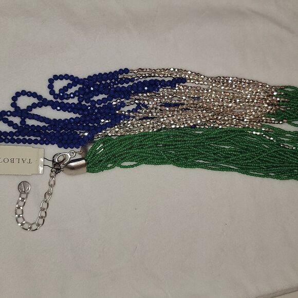 New TALBOTS Colorful Long Beaded Necklace ~ Green Blue Silver Beads $69.50 - Picture 16 of 16